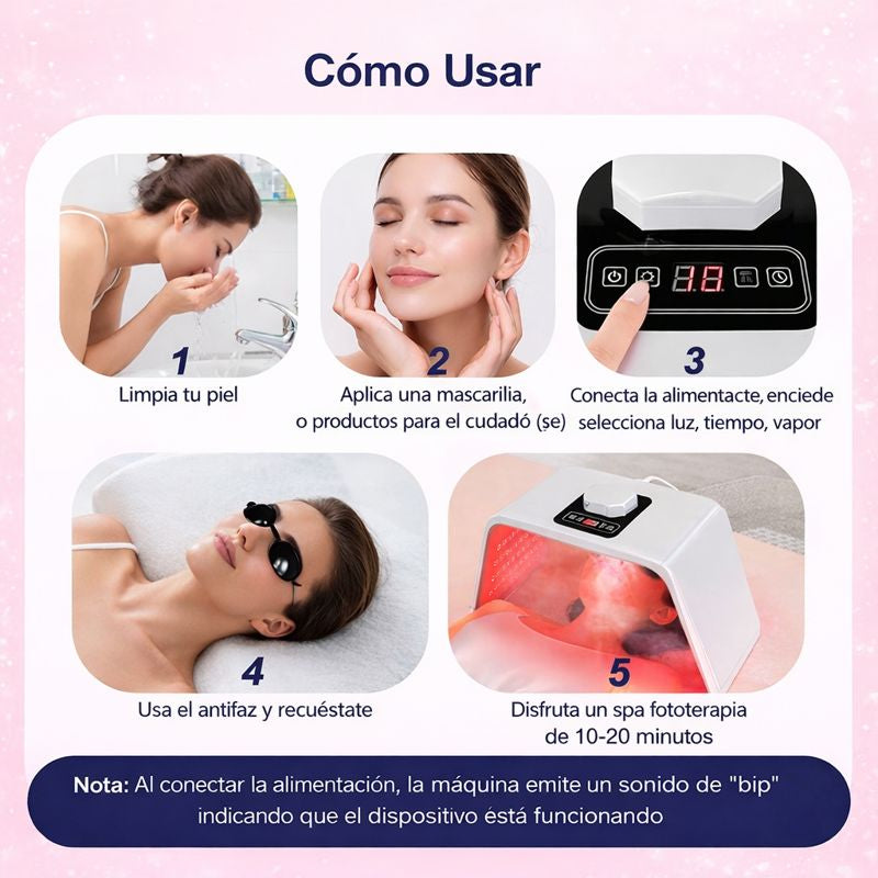 Maquina de Belleza LED con vaporizador